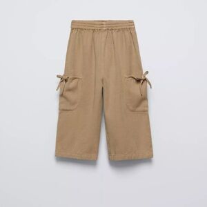 zara Kids Khaki Cargo Bow Pants Size 3
